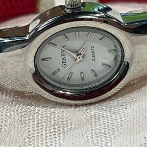 Geneva Red Watch with Silver Accents